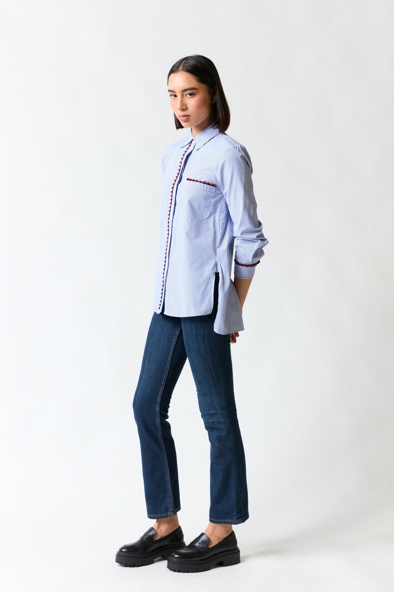 Camisa rayas azul con rojo | Zara