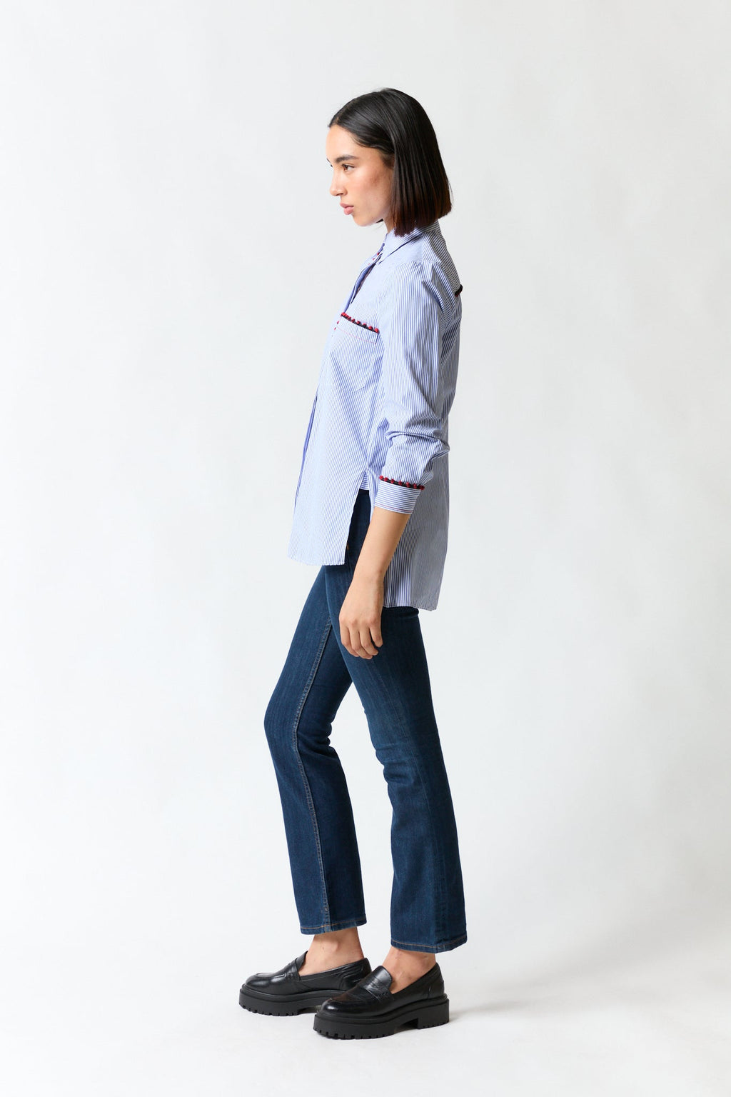 Camisa rayas azul con rojo | Zara