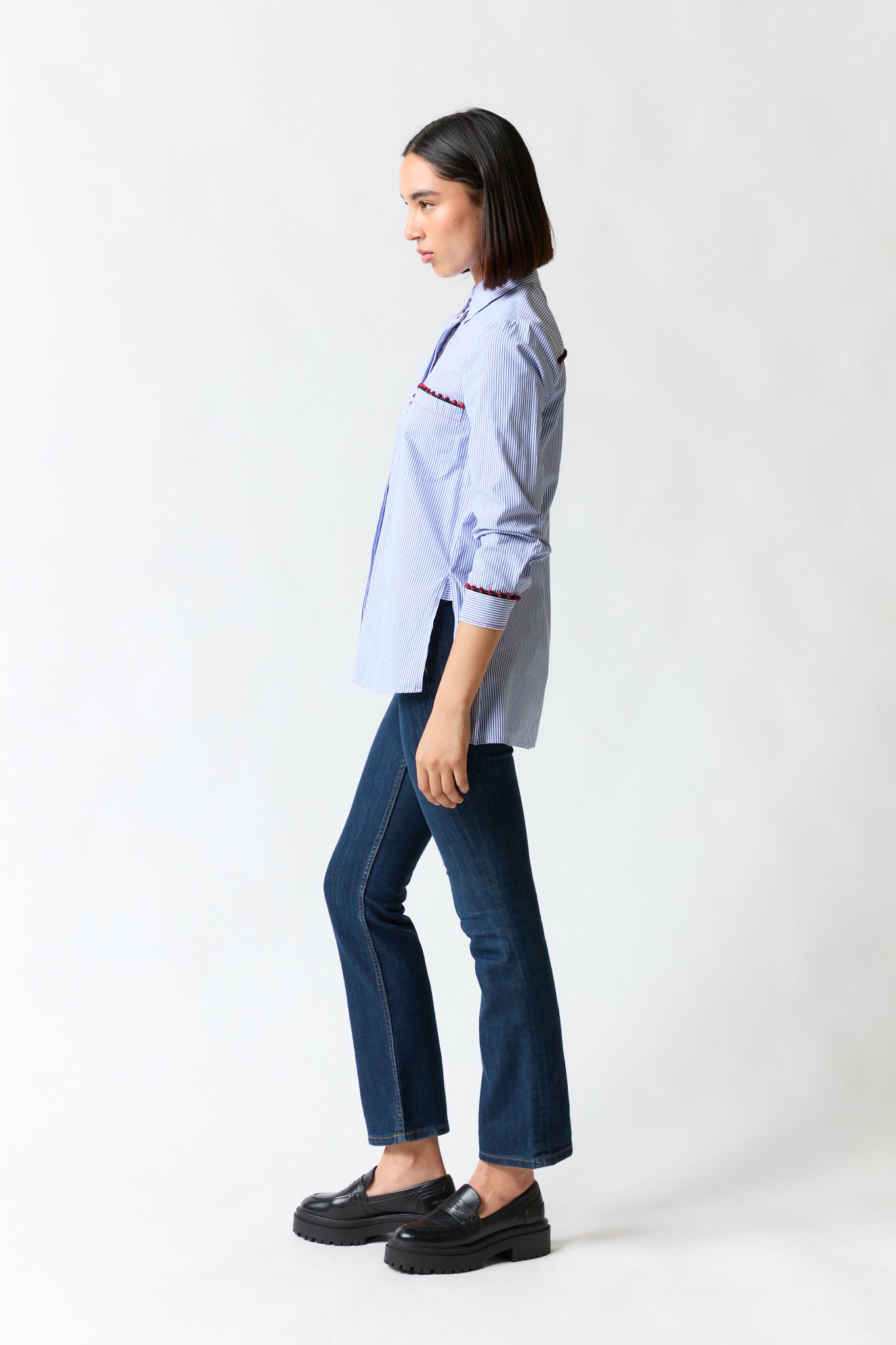 Camisa rayas azul con rojo | Zara