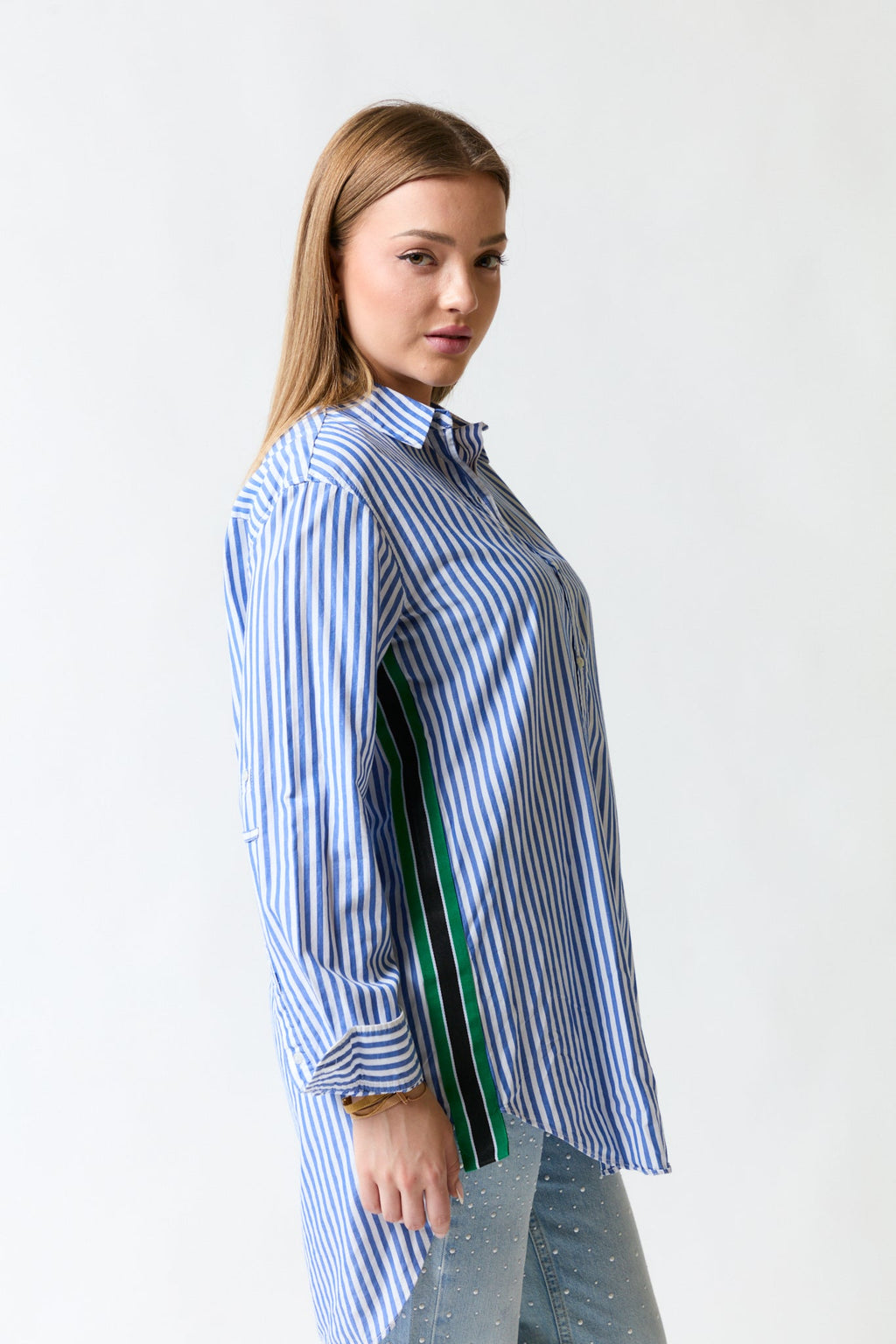 Camisa rayas blanco con azul y verde | Zara