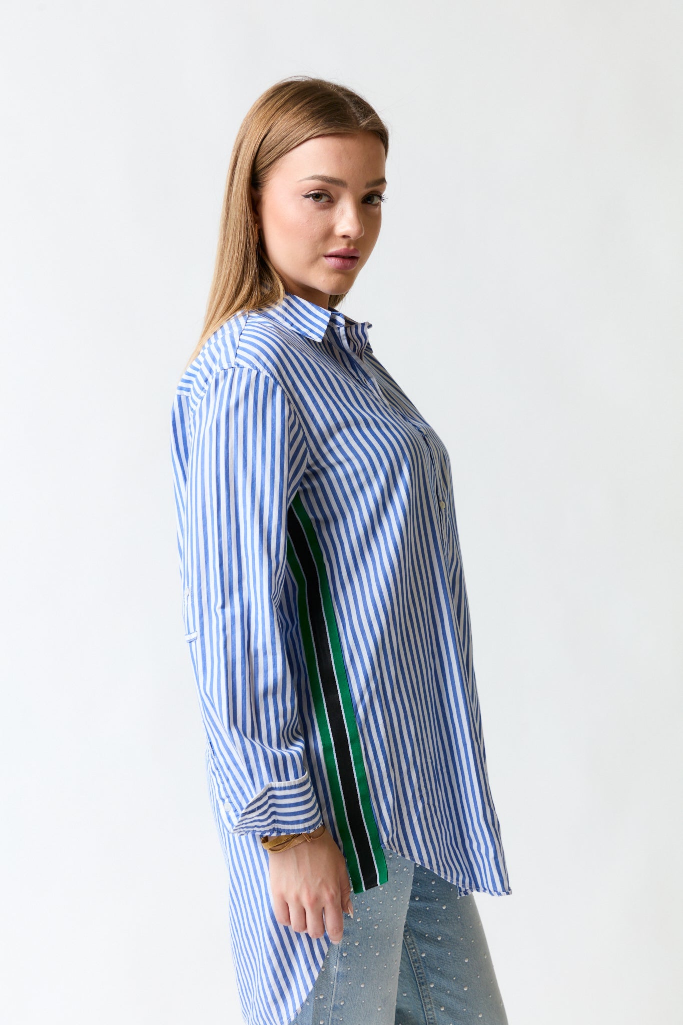 Camisa rayas blanco con azul y verde | Zara