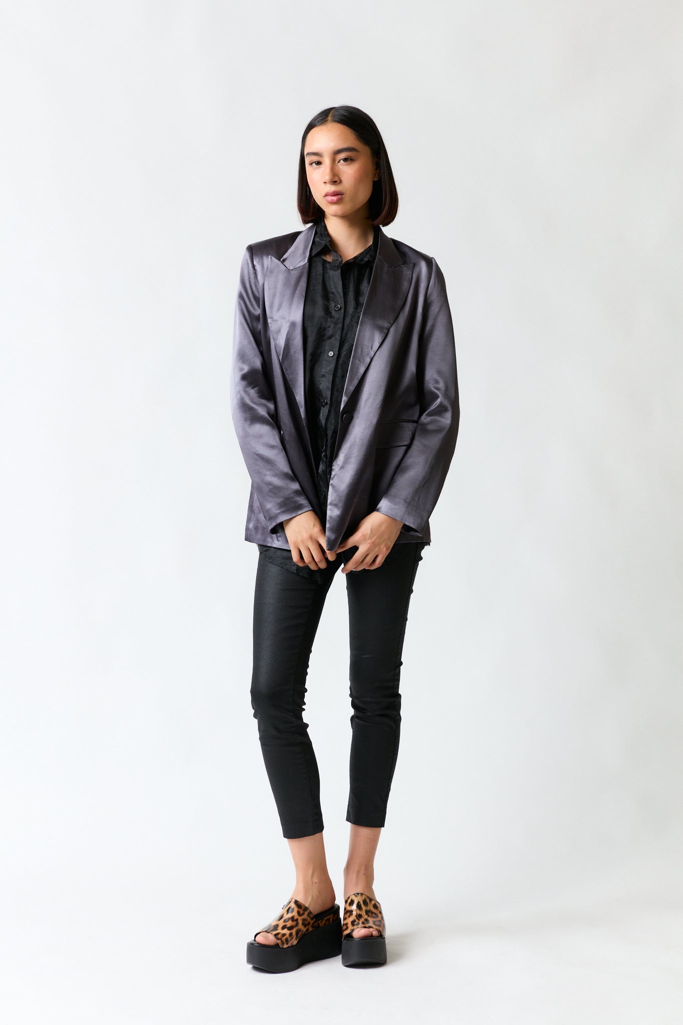 Chaqueta gris satinada | Alaniz