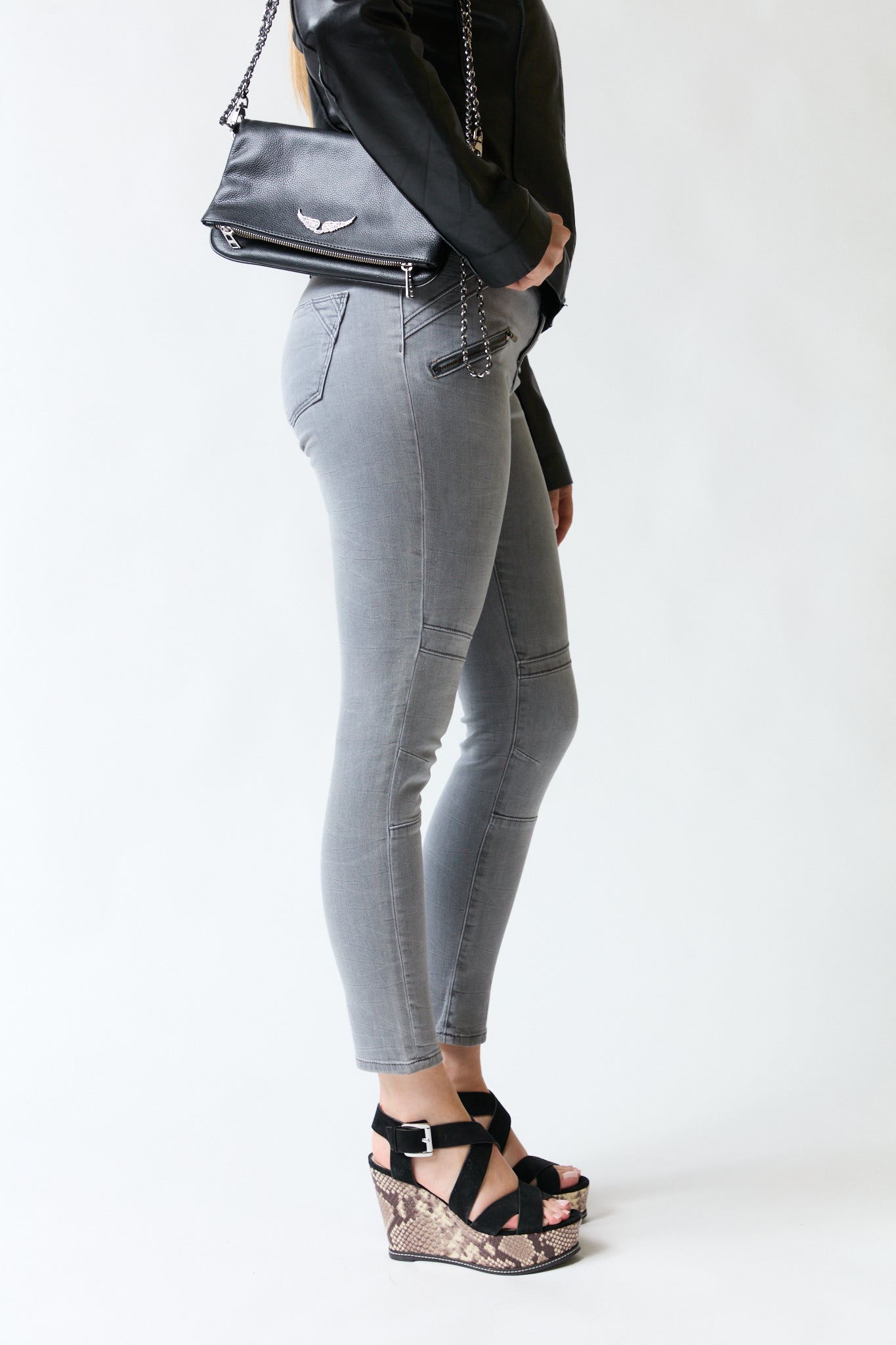 Pantalón denim gris slim | Zara