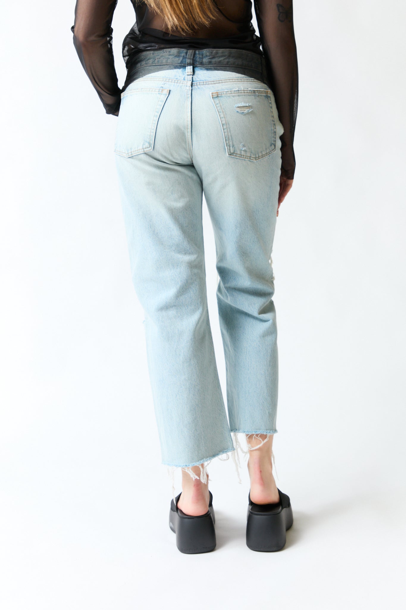 Pantalón denim slim rasgados | Zara