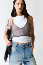 Top malla brillante café | Zara