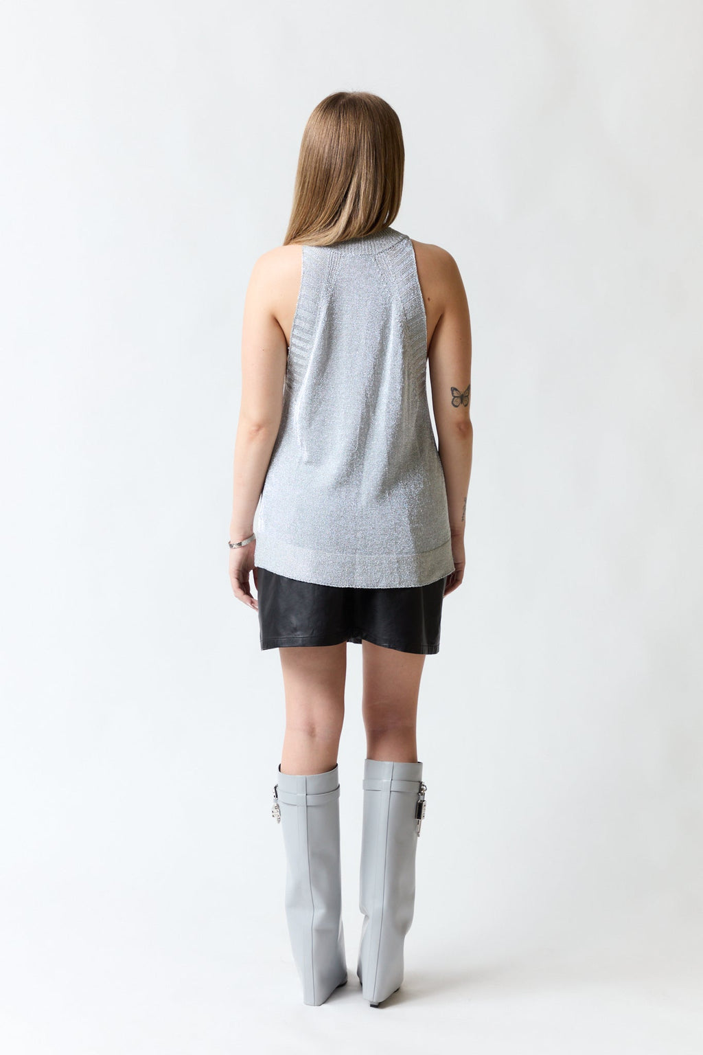 Polera sin mangas plateada | Topshop