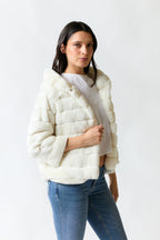 Abrigo corto piel blanco fiesta | Lineatre