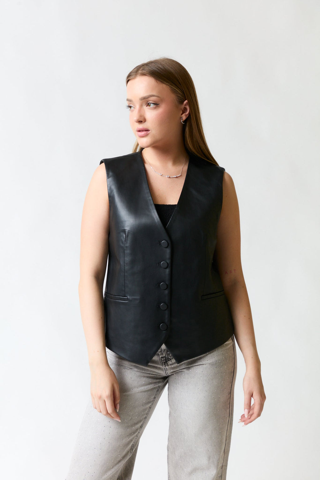 Vest cuero negro | Zara