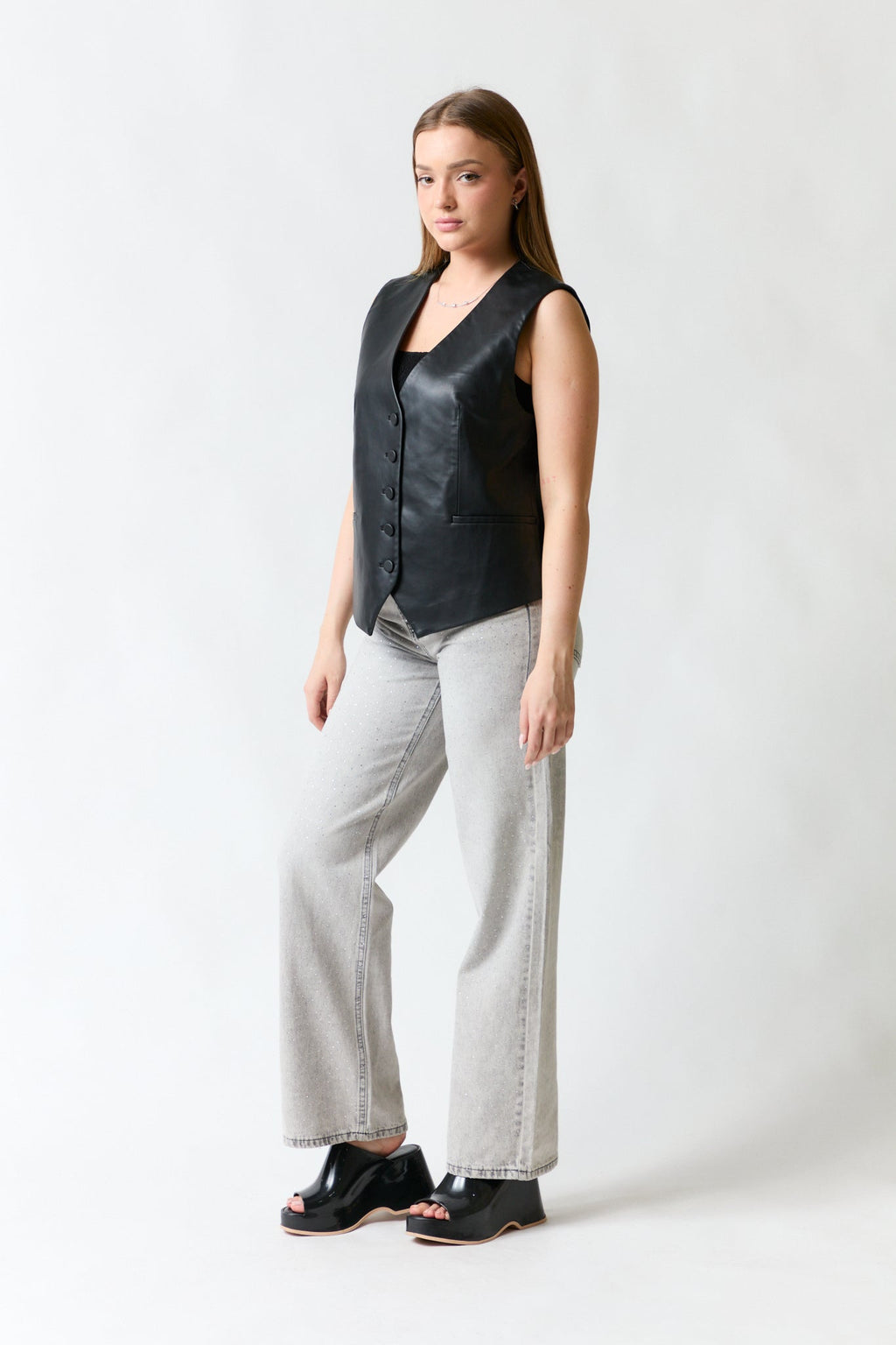 Vest cuero negro | Zara