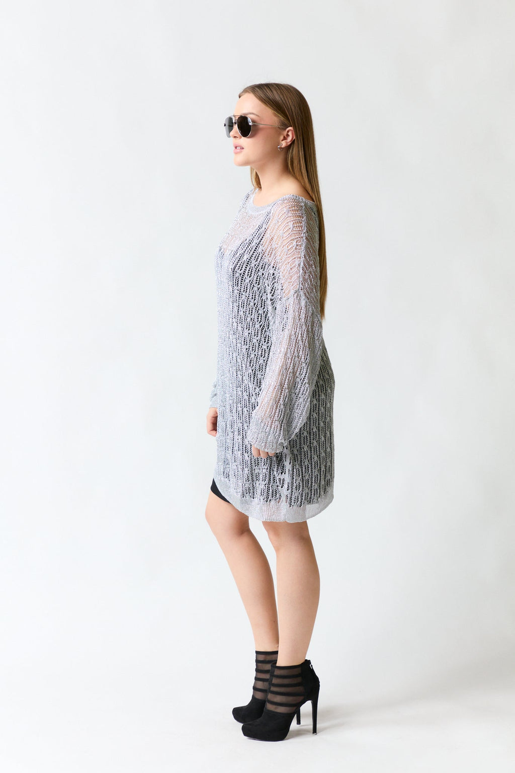 Vestido malla plateado | Zara