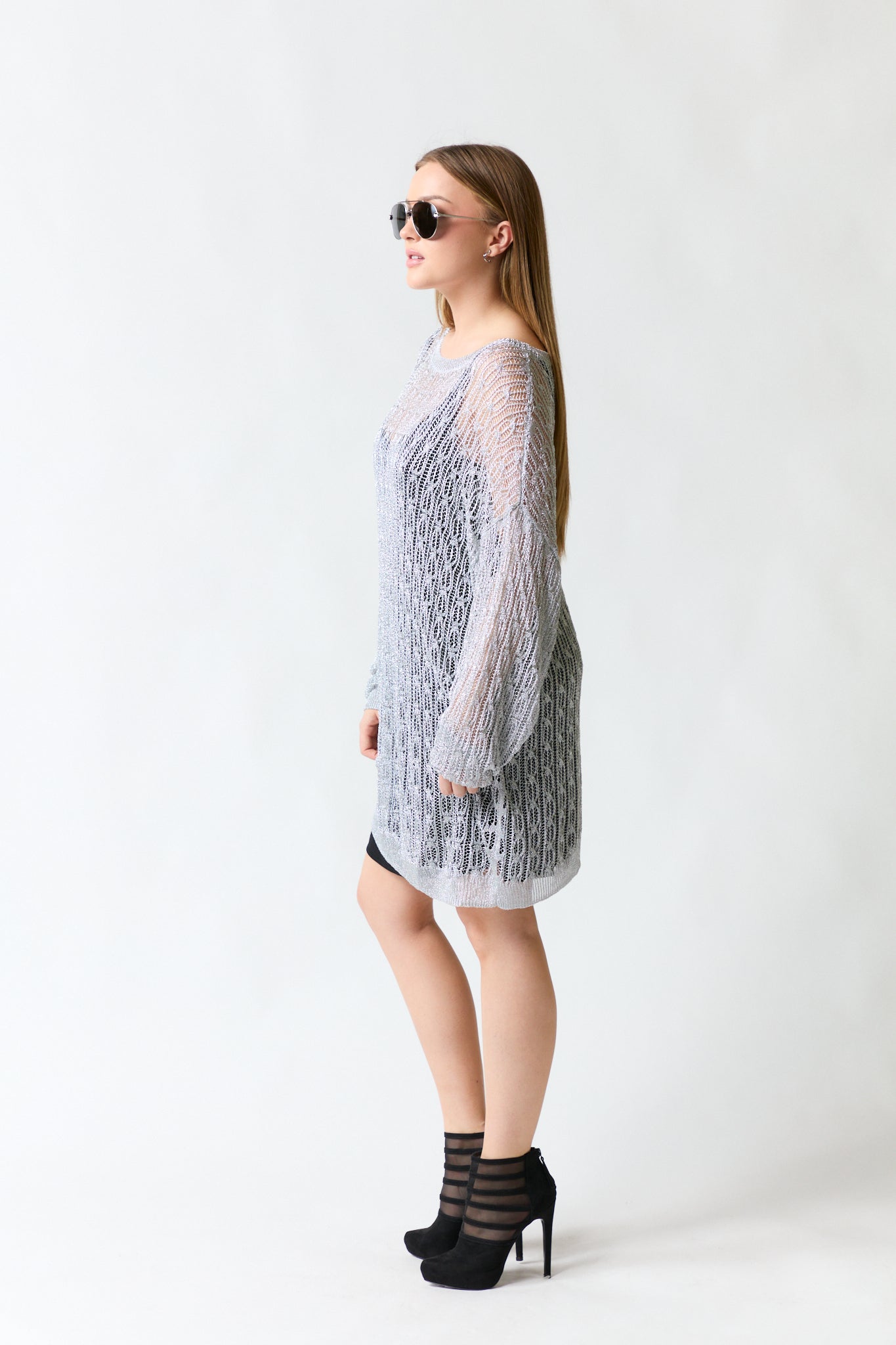 Vestido malla plateado | Zara