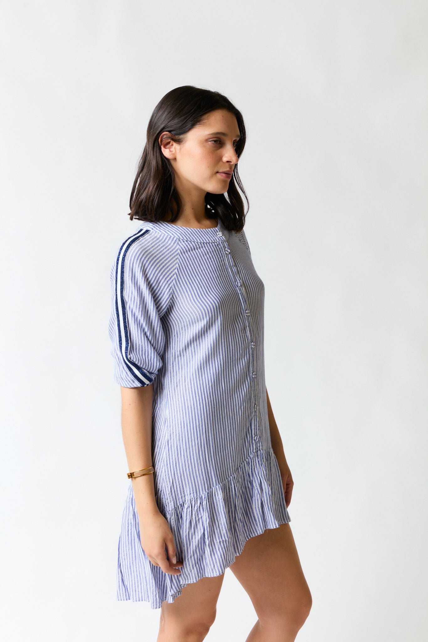 Vestido rayas blanco con azul | Perry Ellis